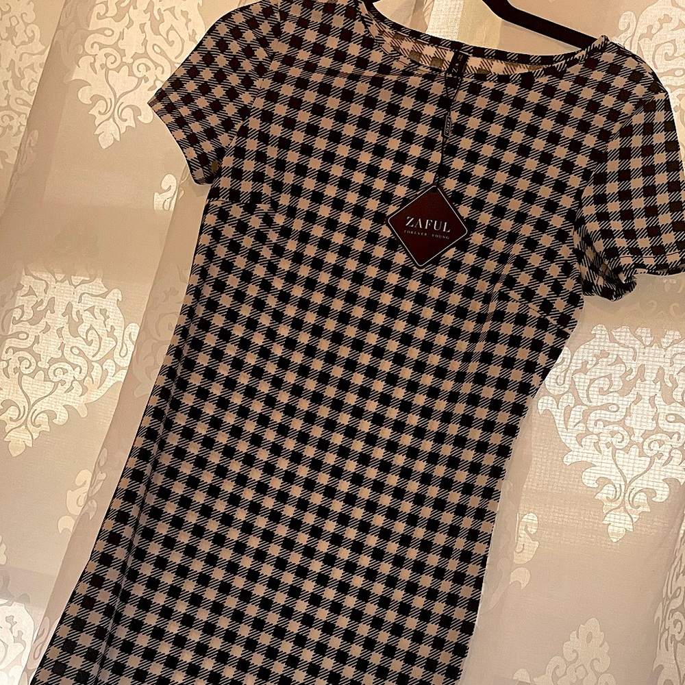Checkerboard | Plaid Print Women’s Mini Dress with Slit | ZAFUL